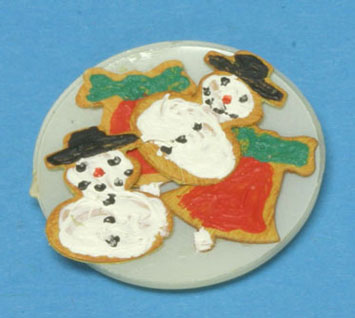 Dollhouse Miniature Christmas Cookies On Plate